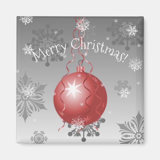 Red Extravagant Christmas Ornament Magnet (Vorne)