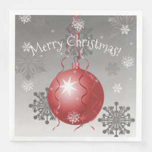 Red Extravagant Christmas Ornament Paper Napkin Serviette