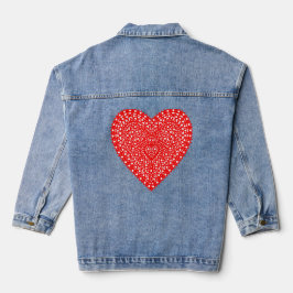 Red Extravagant Heart Design Jeansjacke