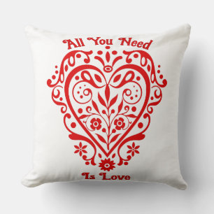 Red Extravagant Heart Personalisiert Design 20in Kissen