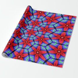 Red Fabrics Blume Muster Geschenkpapier