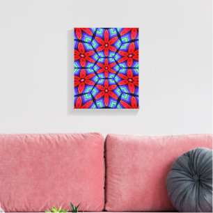 Red Fabrics Blume Muster Leinwanddruck