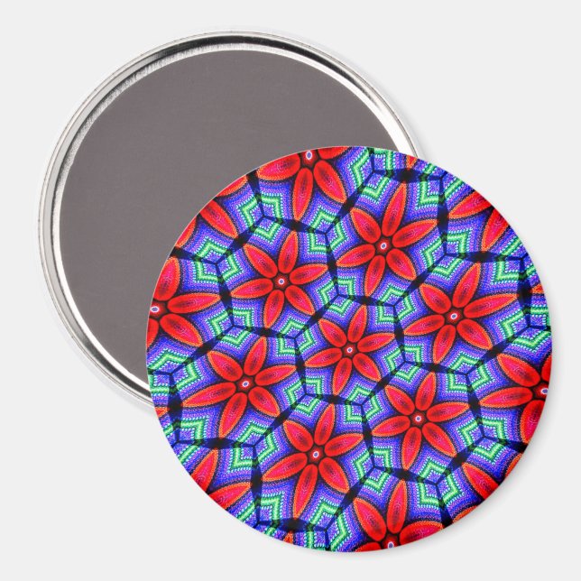 Red Fabrics Blume Muster Magnet (Vorderseite/Rückseite)