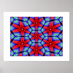 Red Fabrics Blume Muster Poster