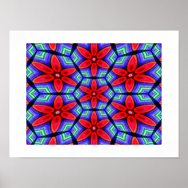 Red Fabrics Blume Muster Poster (Vorne)