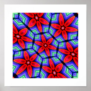 Red Fabrics Blume Muster Poster