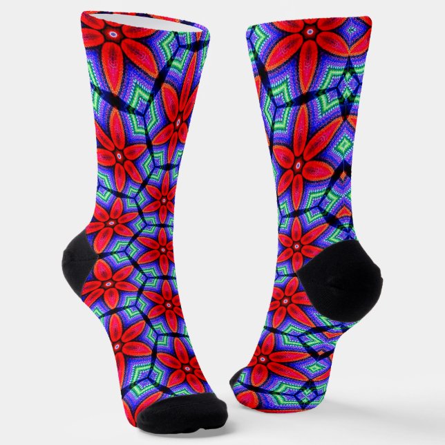 Red Fabrics Blume Muster Socken (Gewinkelt)