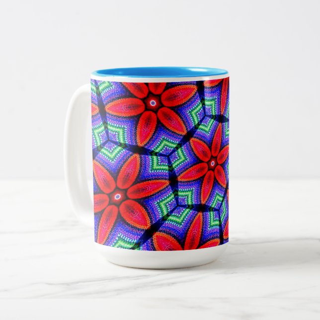 Red Fabrics Blume Muster Zweifarbige Tasse (Vorderseite Links)
