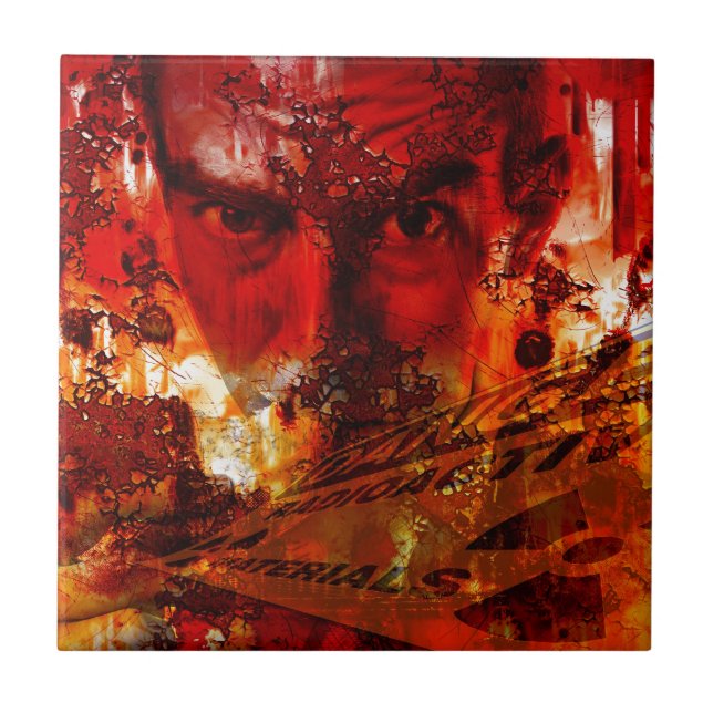 Red Face Graffiti Fliese (Vorderseite)