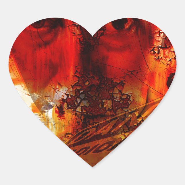 Red Face Graffiti Herz-Aufkleber (Vorderseite)