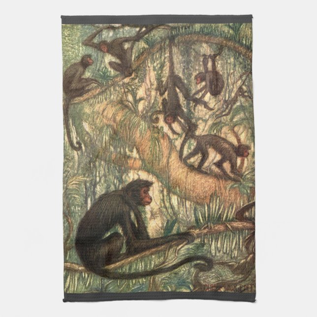 Red Faced Spider Monkeys von Louis Sargent Geschirrtuch (Vertikal)