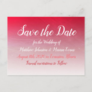 Red Fade Crackle Save the Date Postcard Postkarte