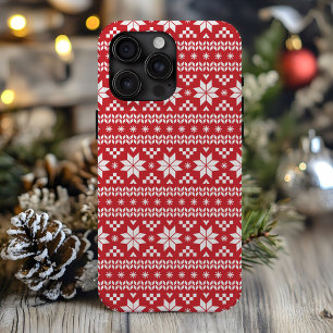 Red Fair Isle Christmas Sweater Pattern iPhone 15 Pro Max Hülle