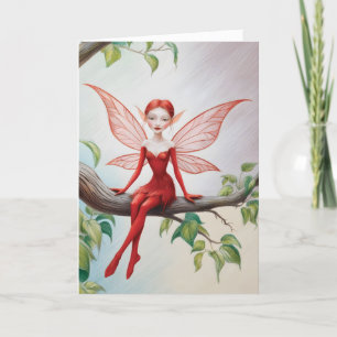 Red Fairy auf einem Limb "Happy Birthday!" Karte