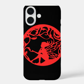Red Fairy Black Background iPhone 16 Hülle