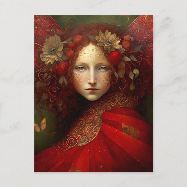 Red Fairy Fantasy Art Postkarte (Vorderseite)