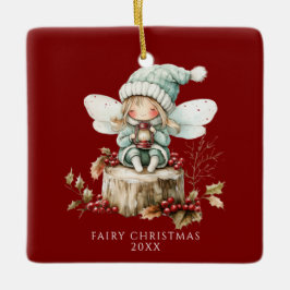 Red Fairy Merry Christmas Keramikornament