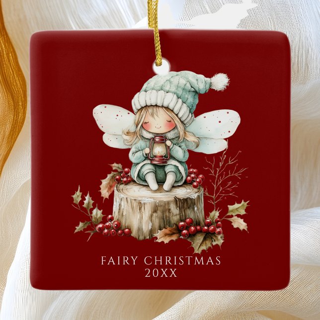 Red Fairy Merry Christmas Keramikornament (Von Creator hochgeladen)