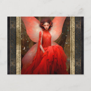 Red Fairy Woman Fantasy Art Postkarte
