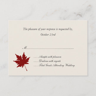 Red Fall Leaf Hochzeitskarten RSVP Karte