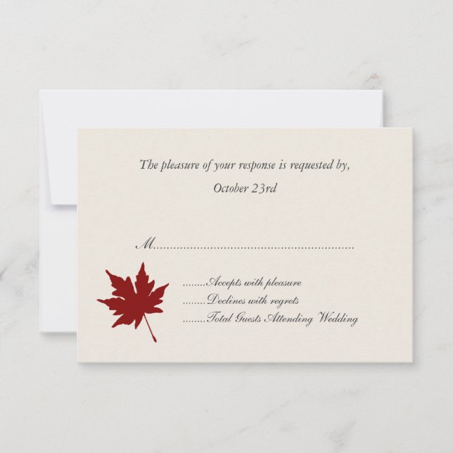 Red Fall Leaf Hochzeitskarten RSVP Karte (Vorderseite)