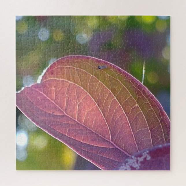 Red Fall Leaf und Bokeh Puzzle (Vertikal)