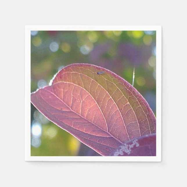 Red Fall Leaf und Bokeh Serviette (Vorderseite)