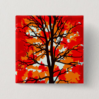 Red Fall Tree Button