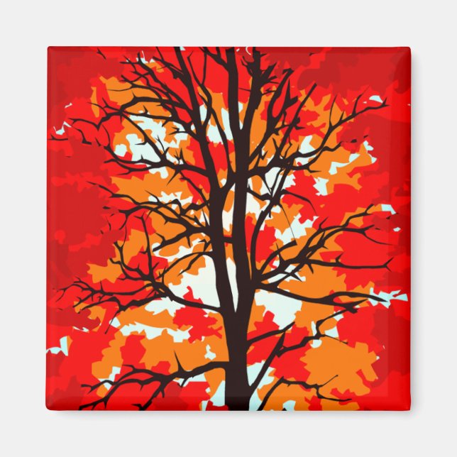 Red Fall Tree Magnet (Vorne)