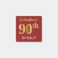 Red, Falsch Gold 90th Birthday, With Custom Name