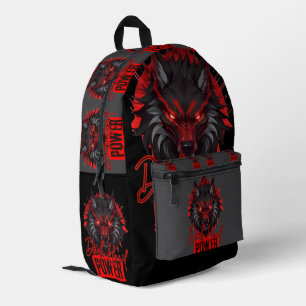 Red Fang Wolf   Bold Dark Magic Art Bedruckter Rucksack