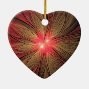 Red fansy fractal flower   keramik ornament