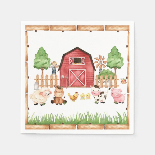 Red Farm Animals Baby Dusche Serviette (Vorderseite)