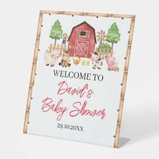Red Farm Animals Baby Dusche Sockelschild