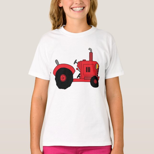 Red Farm Tractor Vehicle T-Shirt (Vorderseite)
