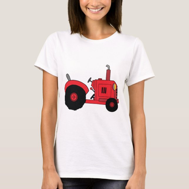 Red Farm Tractor Vehicle T-Shirt (Vorderseite)
