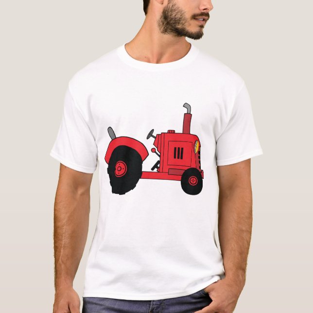 Red Farm Tractor Vehicle T-Shirt (Vorderseite)