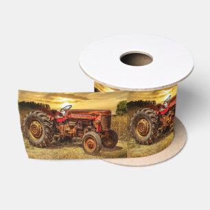 Red Farm Traktor Alter Traktor Vintager Traktor Satinband