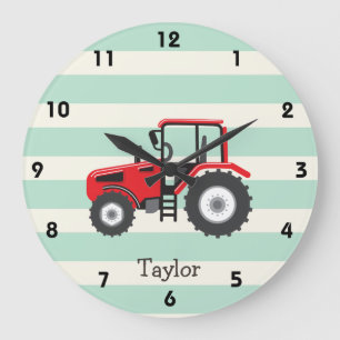 Red Farm Traktor Große Wanduhr
