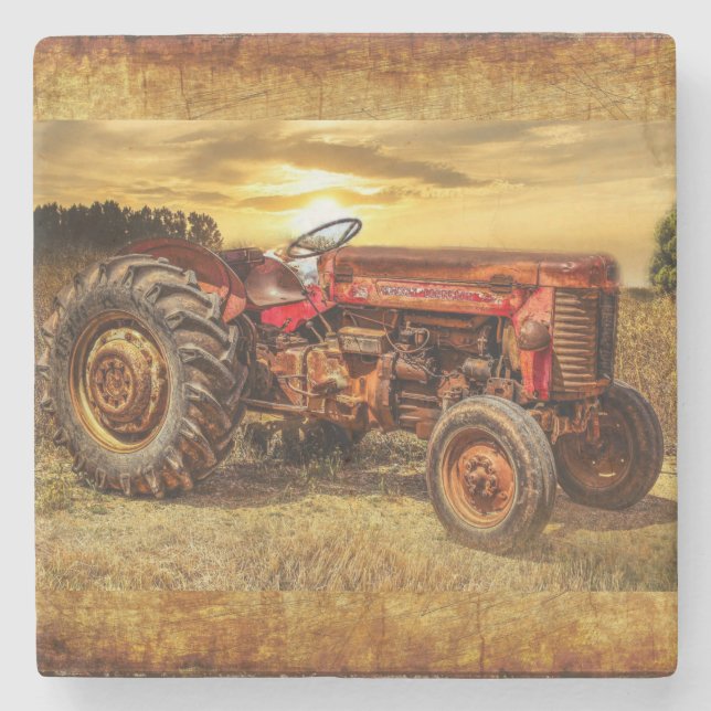 Red Farm Traktor Steinuntersetzer (Vorderseite)