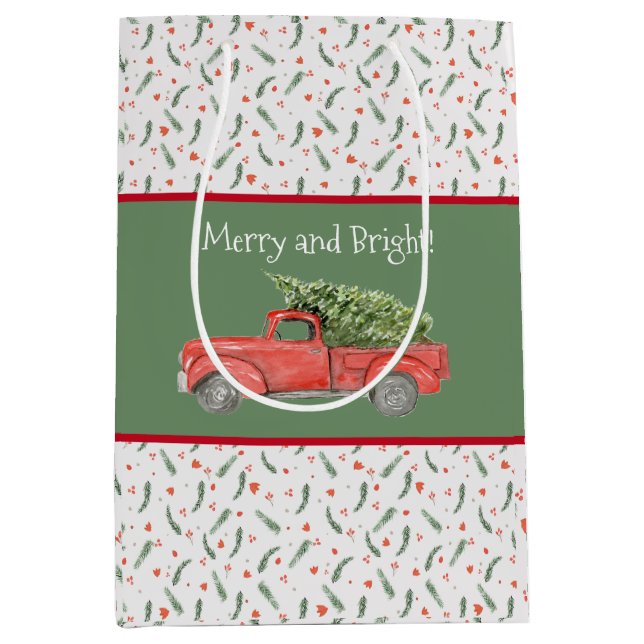 Red Farm Truck Holly Meery und Bright Mittlere Geschenktüte (Vorderseite)