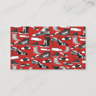 Red Fashion Shoe Pattern Visitenkarte