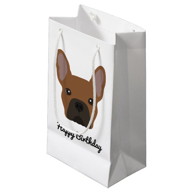 Red Fawn French Bulldog Birthday Kleine Geschenktüte (Vorderseite Schrägansicht)
