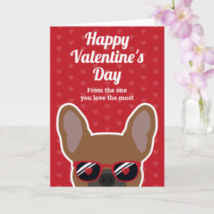 Red Fawn French Bulldog Valentine's Day Card Karte