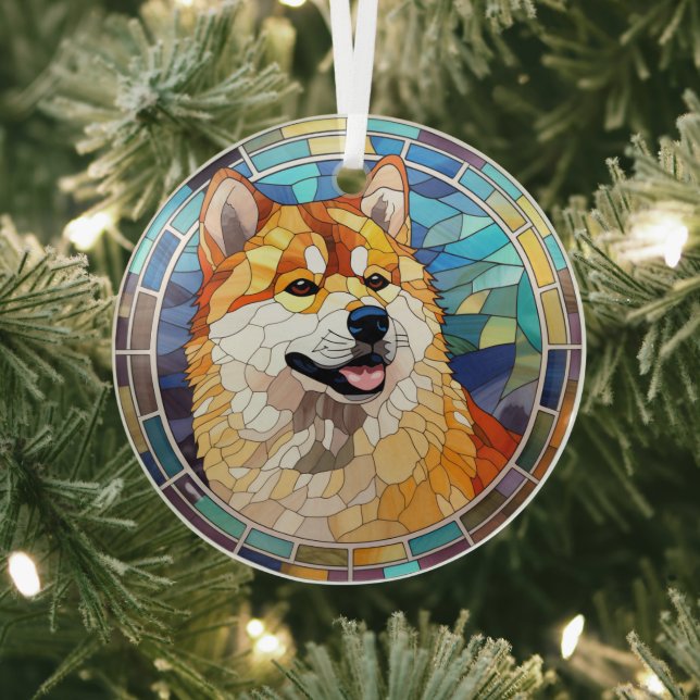 Red Fawn Shiba Inu Hund festgehalten Ornament Aus Glas (InSitu)