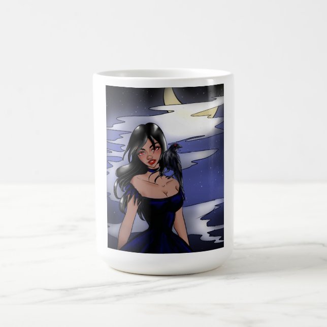 Red fayed Raven Girl Kaffeetasse (Mittel)