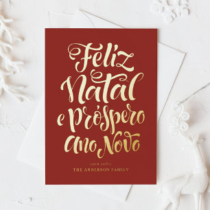 Red Feliz Natal e Próspero Ano Novo Script Folien Feiertagskarte