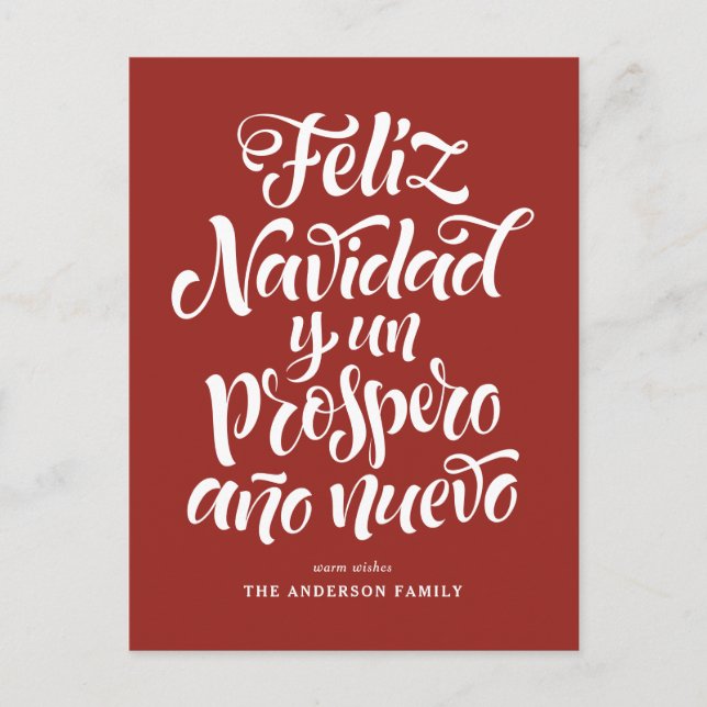 Red Feliz Navidad Calligraphy Weihnachten (Vorderseite)