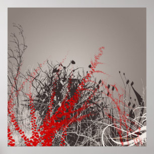 Red Fern Modern Art Blume drucken Poster