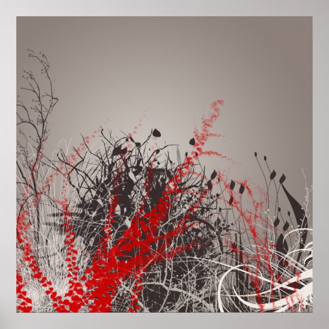 Red Fern Modern Art Blume drucken Poster (Vorne)